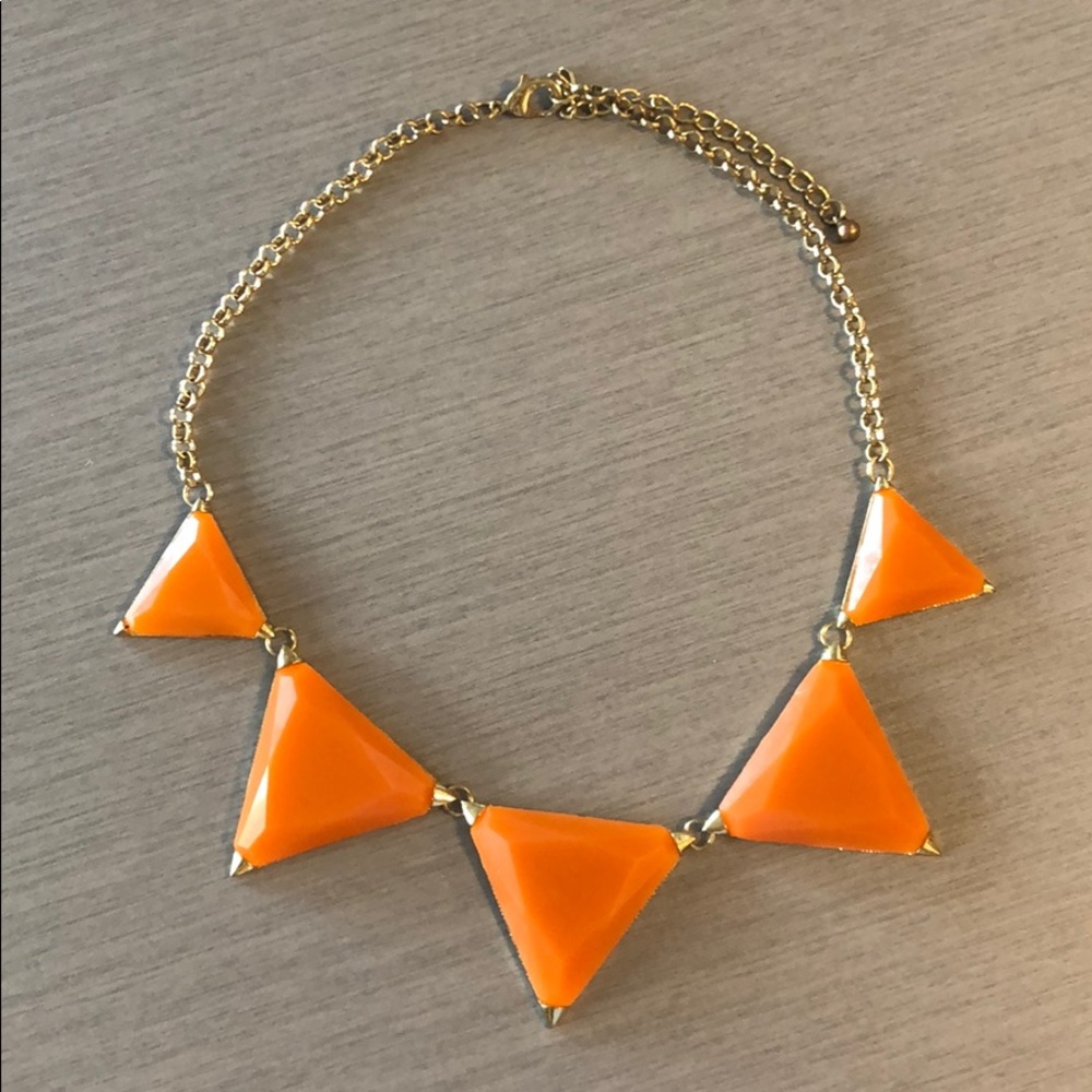 Gold and orange triangle statement necklace